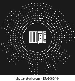 White Music tape player icon isolated on grey background. Portable music device. Abstract circle random dots. Vector Illustration