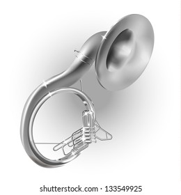 White musical background series. Classical sousaphone, isolated on white background. Vector illustration