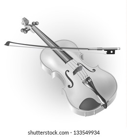 White musical background series. Classical violin, isolated on white background. Vector illustration