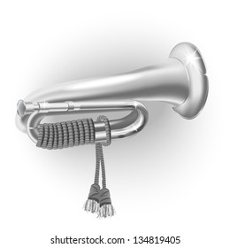 White musical background series. Classical bugle, isolated on white background. Vector illustration
