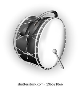 White musical background series. Traditional Turkish drum, isolated on white background. Vector illustration