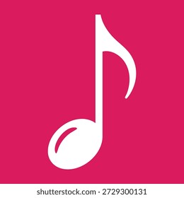 Símbolo de oitava nota musical branco sobre fundo rosa