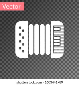White Musical instrument accordion icon isolated on transparent background. Classical bayan, harmonic.  Vector Illustration