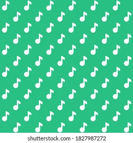 white musical note with green background repeat pattern