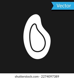 White Mussel icon isolated on black background. Fresh delicious seafood.  Vector