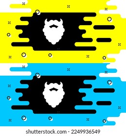 White Mustache and beard icon isolated on black background. Barbershop symbol. Facial hair style.  Vector