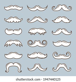 White mustache collection vector image