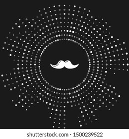 White Mustache icon isolated on grey background. Barbershop symbol. Facial hair style. Abstract circle random dots. Vector Illustration