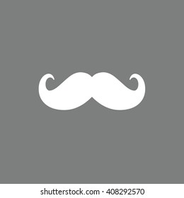 White mustache icon vector illustration. Gray background