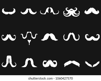 white mustache icons set
