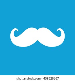 White mustache vector icon illustration. Blue background