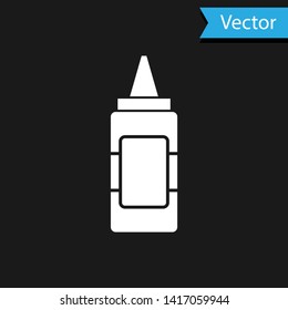 White Mustard bottle icon isolated on black background. Vector Illustration