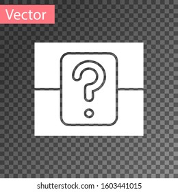 White Mystery box or random loot box for games icon isolated on transparent background. Question box.  Vector Illustration