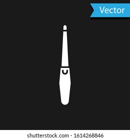 White Nail file icon isolated on black background. Manicure tool.  Vector Illustration