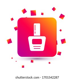 White Nail polish bottle icon isolated on white background. Square color button. Vector Illustration