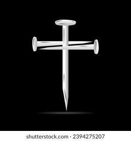 White nails cross christian crucifix religion on back background icon vector design