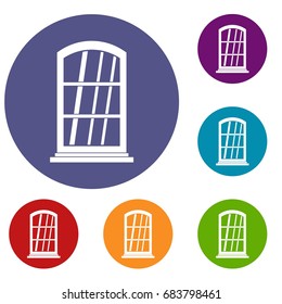 White narrow window icons set