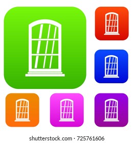 White narrow window set icon color in flat style isolated on white. Collection sings vector illustration