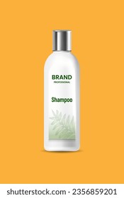 white natural shampoo bottle vector illustration