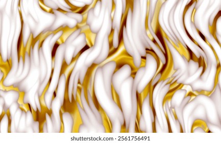 White natural texture background design with liquid gold organic shapes.