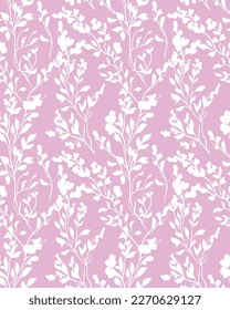 white nature leaf pattern on pink background, Beautiful intricate retro seamless floral pattern of densely packed dainty flowers in white and pink suitable for wallpaper, tiles and fabric in square