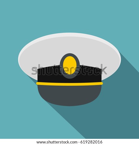 White nautical hat icon. Flat illustration of white nautical hat vector icon for web