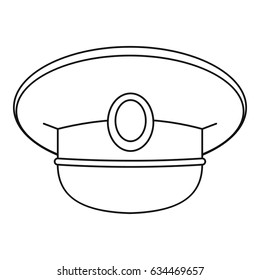 White nautical hat icon in outline style isolated vector illustration