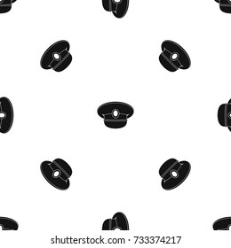 White nautical hat pattern repeat seamless in black color for any design. Vector geometric illustration