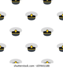 White nautical hat pattern seamless flat style for web vector illustration