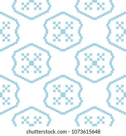 White and navy blue geometric ornament. Seamless pattern for web, textile and wallpapers