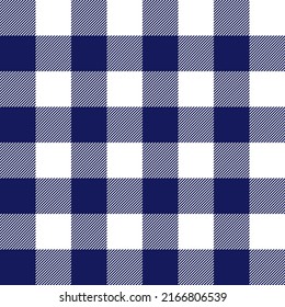 White and Navy Buffalo Plaid Seamless Pattern. Vector Design of Elegant Background for Fashion Textiles, Wallpaper, Banner, Packaging, Fabric Print, Decoration.