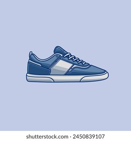 white navy sneakers cartoon vector