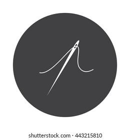 White Needle icon on black button isolated on white