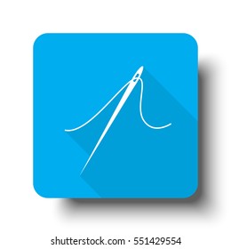 White Needle icon on blue web button