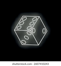 White neon dice glowing on a black background, perfect for a casino or gambling concept