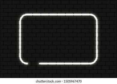 White neon frame template. Vector neon light.