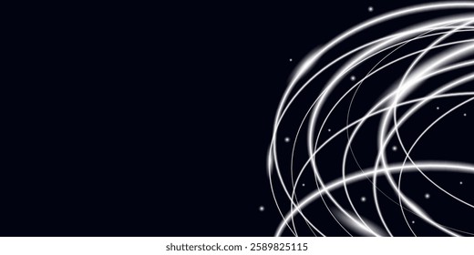 White neon high speed waves on dark background. Futuristic dynamic vector illustration eps10
