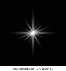  white Neon Light Effect with Glowing Sparks and Lens Flare Reflections