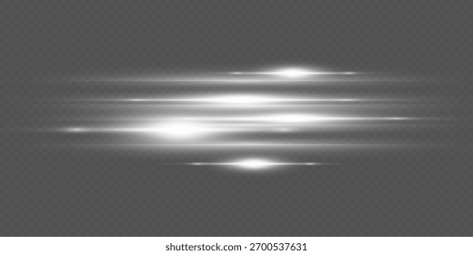 Efectos de luz de neón blanco. Sobre un fondo transparente.
