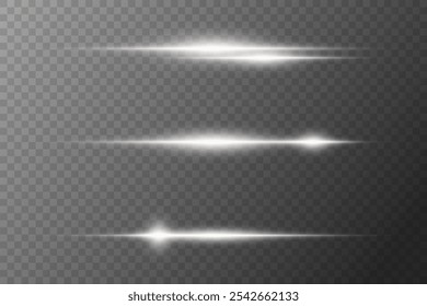 White neon lines effect. Flash of laser beams. On a transparent background.