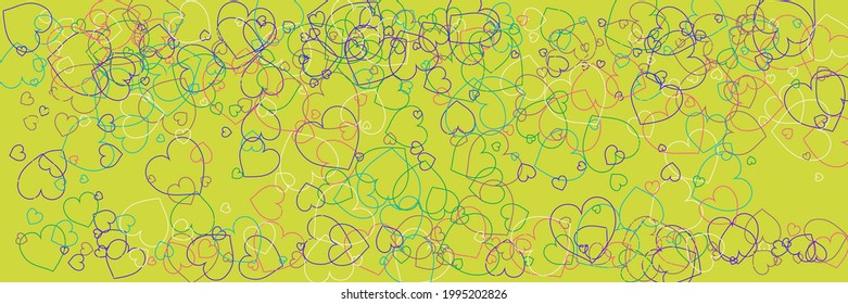 White Neon Purple Modern Art Pattern. Blue Green Red Bright Love Art Illustration. Confetti Rainbow Violet Hearts Turquoise Simple Romantic Pic. Transparent Party Multicolor Colorful Vector Style.