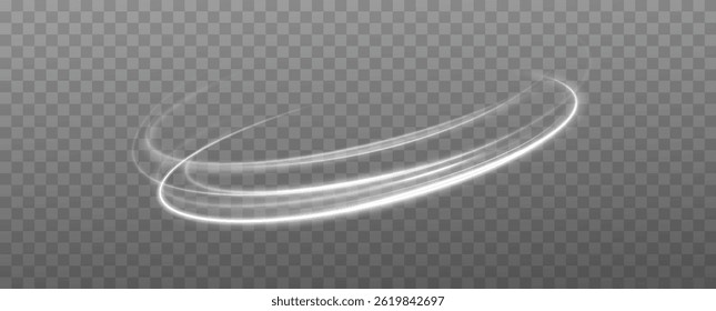 White neon ring. Glowing circle. Glow effect. Round light frame. Abstract light lines of movement and speed. Light 
white ellipse.
