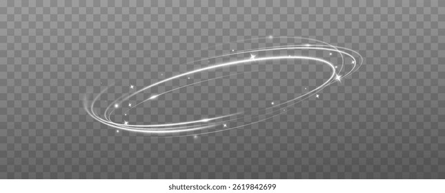 White neon ring. Glowing circle. Glow effect. Round light frame. Abstract light lines of movement and speed. Light 
white ellipse.