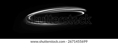 White neon ring. Glowing circle. Glow effect. Round light frame. Abstract light lines of motion and abstract light lines of motion and speed. Light blue ellipse