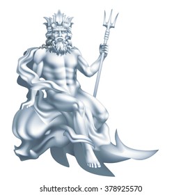 White Neptune figure on a white background / Tinting paints - on a separate layer, color and blending mode can be changed