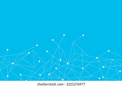 White network. Abstract connection on blue background. Network technology background with dots and lines for desktop. Ai background. Modern abstract concept. Line background, network technology vector