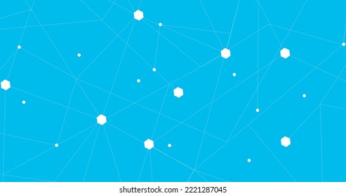 Red blanca. Conexión abstracta sobre fondo azul. Fondo de tecnología de red con puntos y líneas para escritorio. Antecedentes. Concepto abstracto moderno. Fondo de línea, vector de tecnología de red