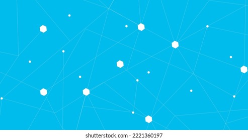 White network. Abstract connection on blue background. Network technology background with dots and lines for desktop. Ai background. Modern abstract concept. Line background, network technology vector