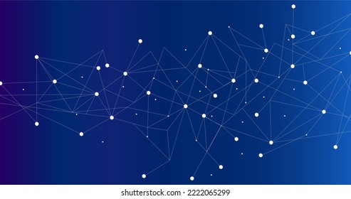 White network. Abstract connection on blue background. Network technology background with dots and lines for desktop. Ai background. Modern abstract concept. Line background, network technology vector