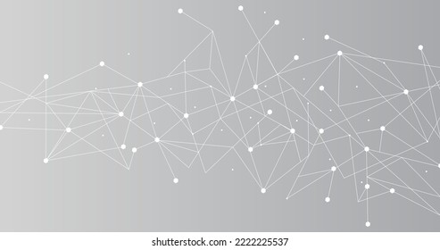 White network. Abstract connection on gray background. Network technology background with dots and lines for desktop. Ai background. Modern abstract concept. Line background, network technology vector